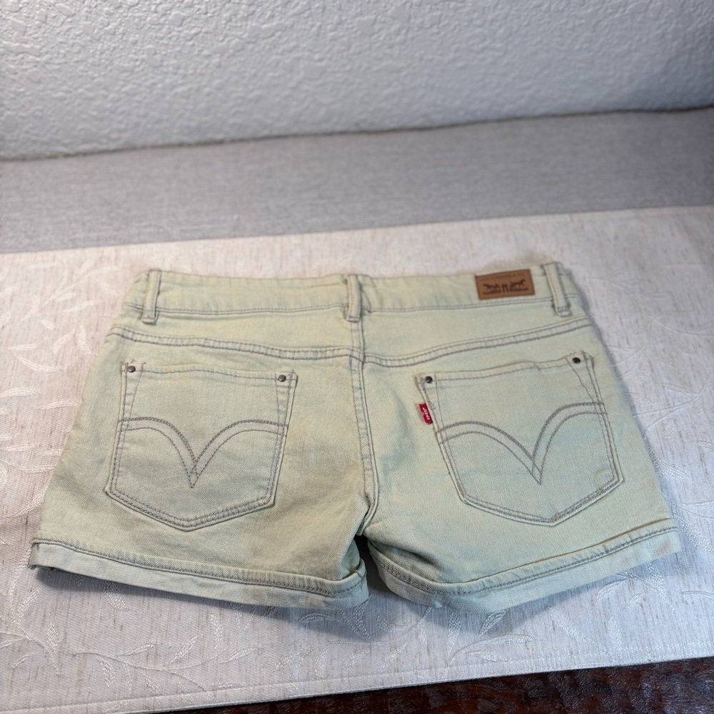 Levi's Shorty Shorts cuffed denim jean shorts. Juniors Size 9. Pale Green